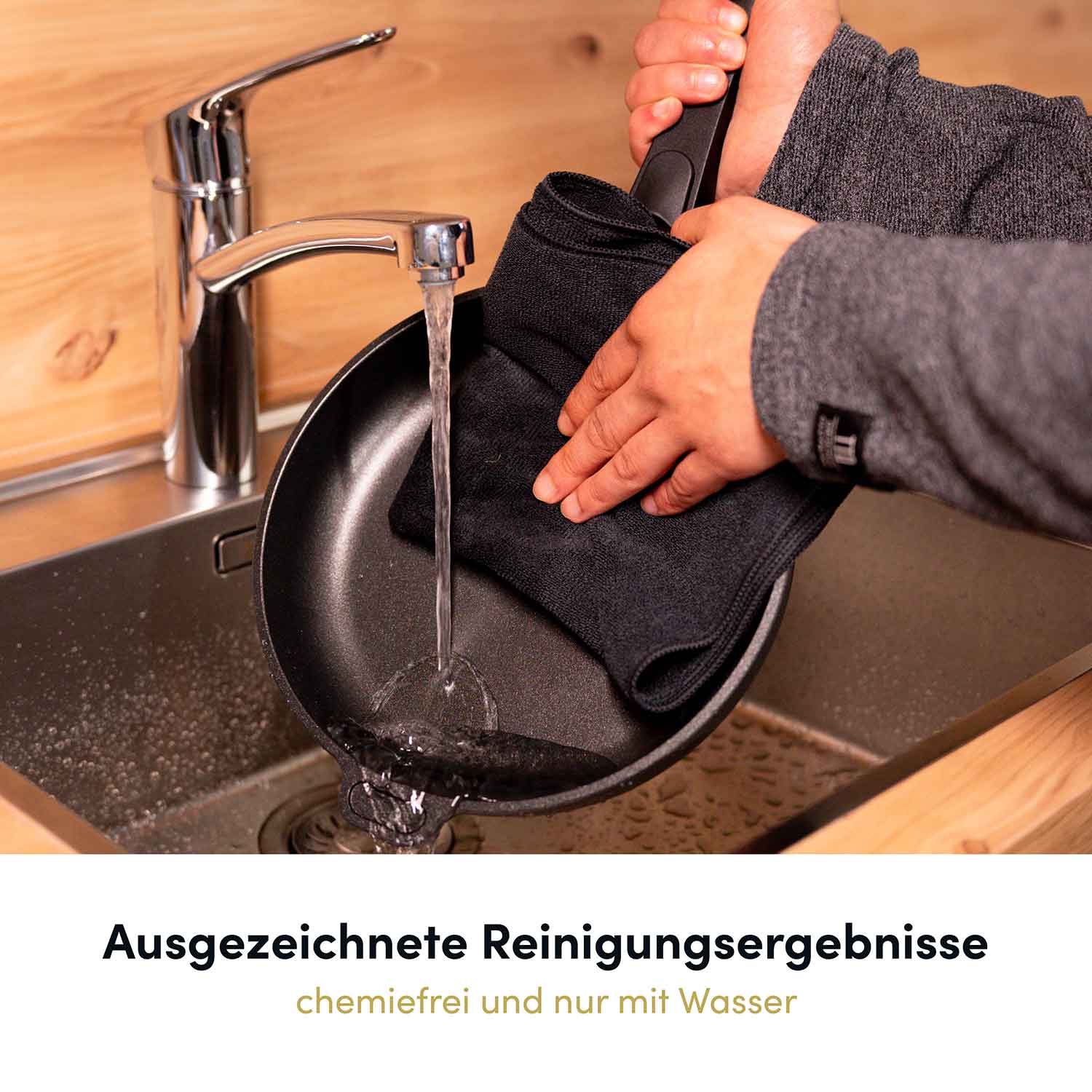 Spezial Mikrofasertuch kettgewirkt 40x40 cm schwarz - Image 3