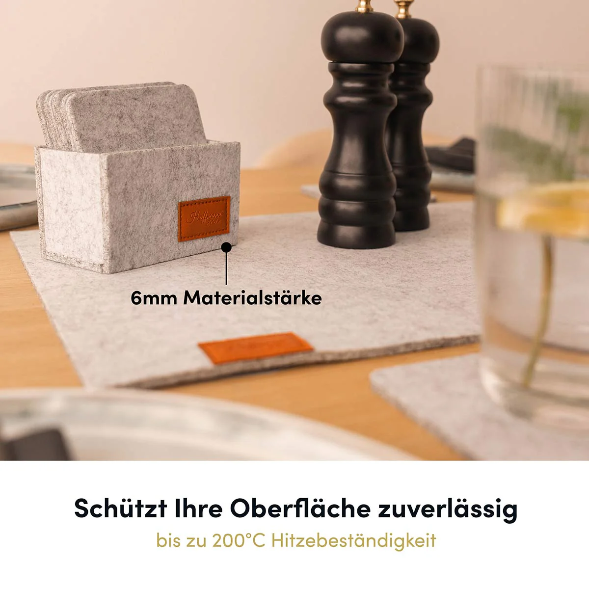 Stilvolle Untersetzer 10x10 cm I 10 Stück in Aufbewahrungsbox hellgrau - Image 3